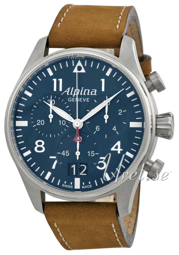 Alpina Miesten kello AL-372N4S6 Startimer Sininen/Nahka Ø44 mm