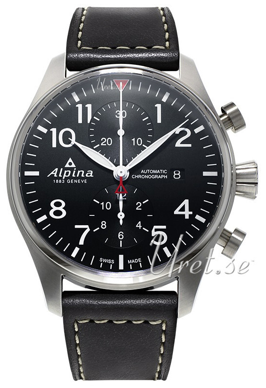 Alpina Miesten kello AL-725B4S6 Startimer Musta/Nahka Ø40 mm