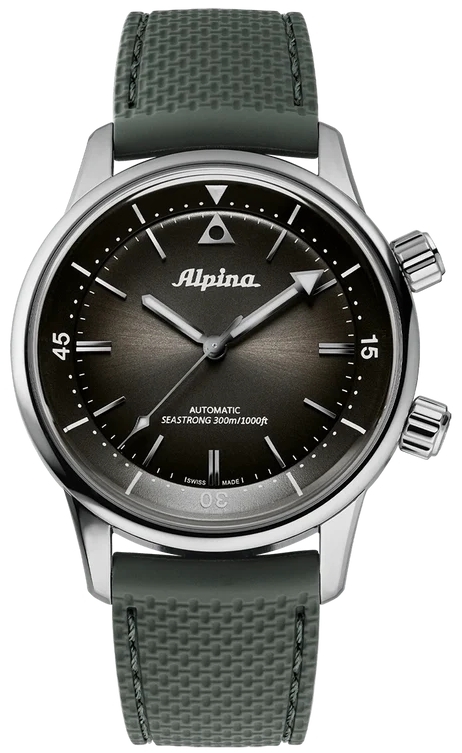 Alpina Miesten kello AL-520GR4H6 Heritage Diver 300 Vihreä/Kumi Ø42