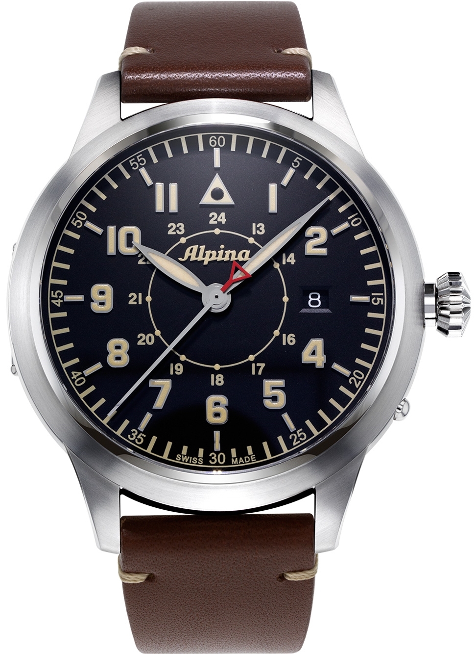 Alpina Miesten kello AL-525BBG4SH6 Startimer Musta/Nahka Ø44 mm