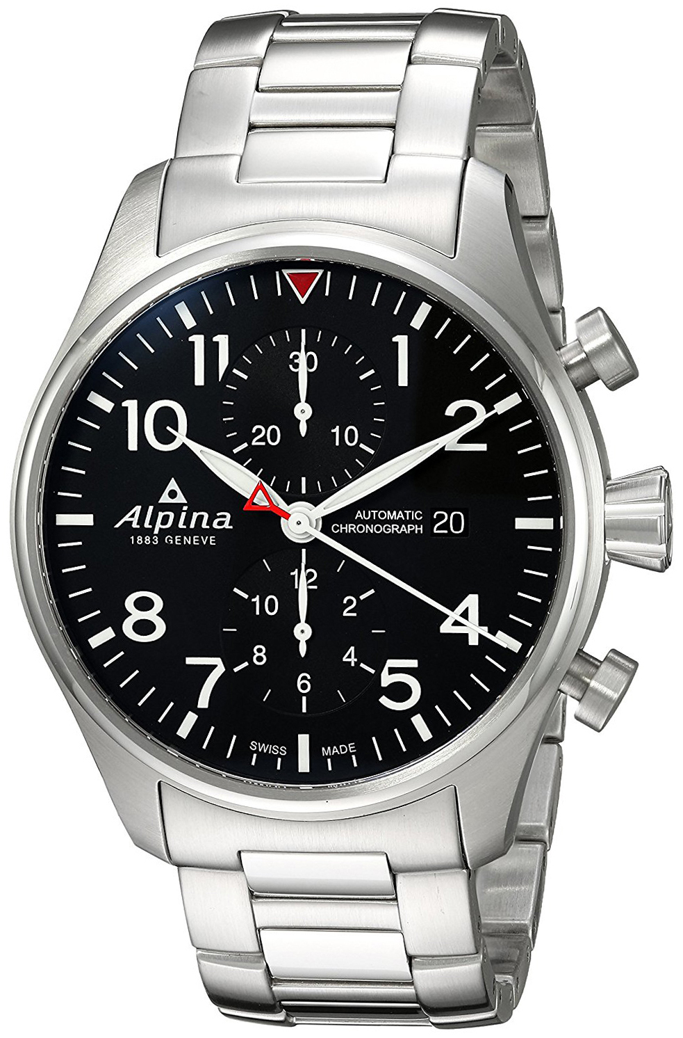 Alpina Miesten kello AL-725B4S6B Startimer Musta/Teräs Ø44 mm