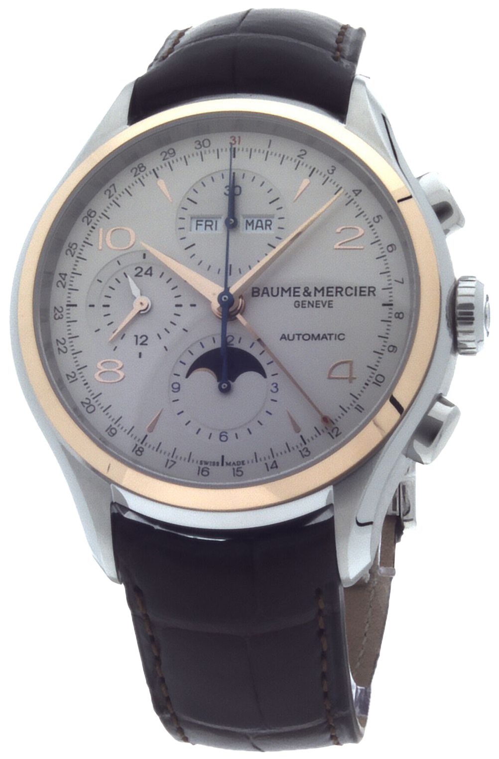 Baume & Mercier Miesten kello M0A10280 Clifton Hopea/Nahka Ø43 mm