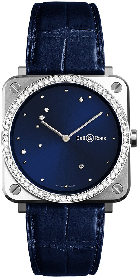 Bell & Ross BRS-EA-ST-LGD/SCR Br S Quartz Sininen/Nahka