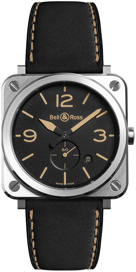 Bell & Ross BRS-HERI-ST/SCA Br S Quartz Musta/Nahka