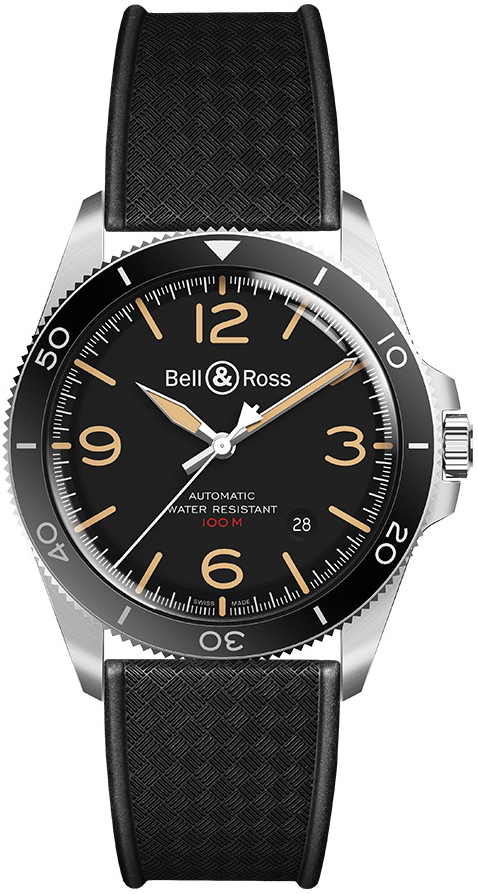 Bell & Ross Miesten kello BR-V2-92-STEEL-HERITAGE-RUBBER Vintage