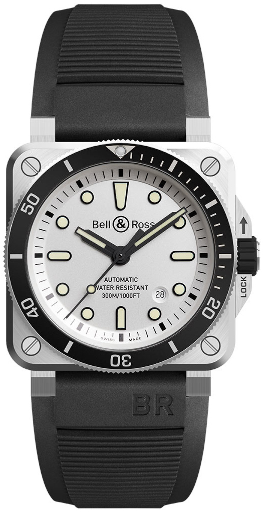 Bell & Ross Miesten kello BR0392-D-WH-ST/SRB Br 03-92 Hopea/Kumi