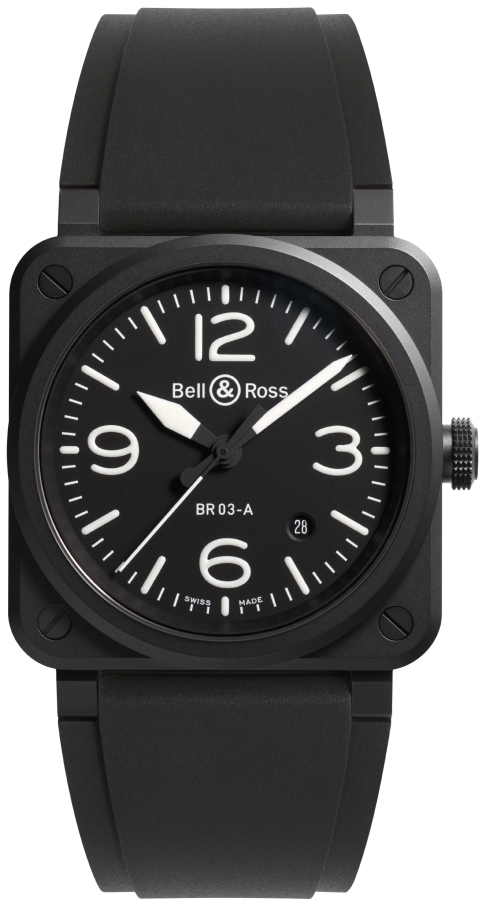 Bell & Ross Miesten kello BR03A-BL-CE/SRB BR 03 Musta/Kumi Ø41 mm