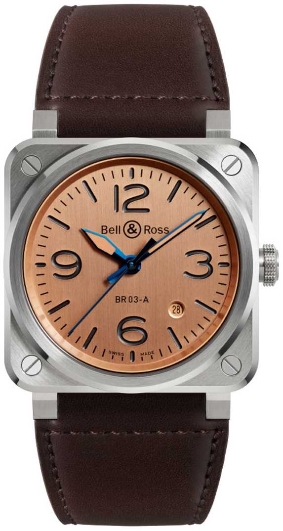 Bell & Ross Miesten kello BR03A-GB-ST/SCA BR 03 Punakultaa/Nahka