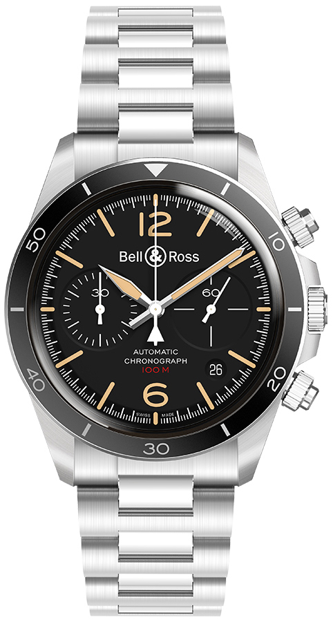 Bell & Ross Miesten kello BRV294-HER-ST/SST Br V2-94 Musta/Teräs