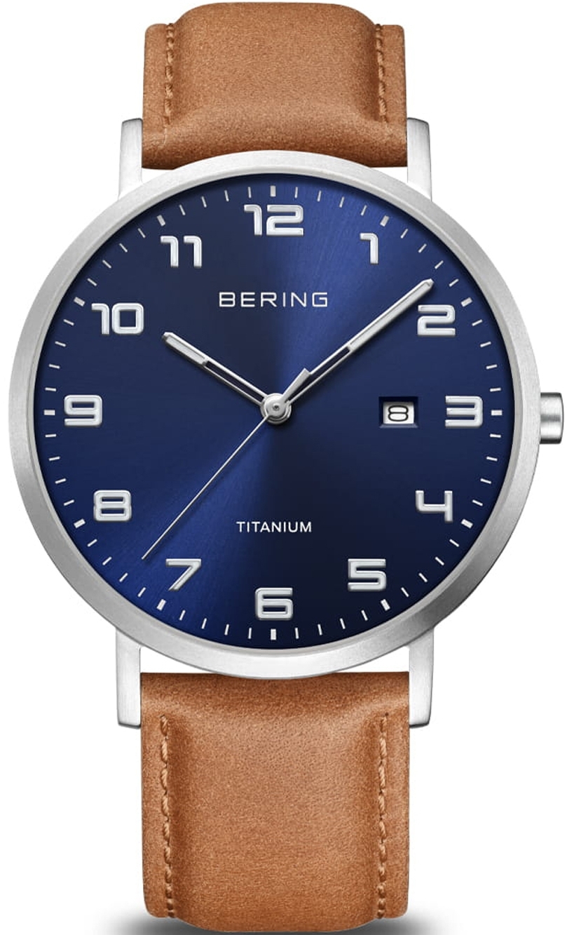 Bering Miesten kello 18640-567 Titanium Sininen/Nahka Ø40 mm