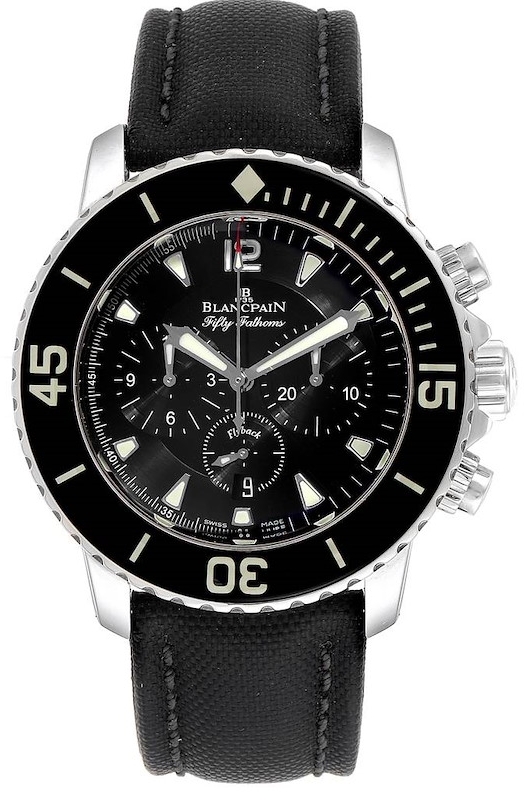 Blancpain Miesten kello 5085F-1130-52A Fifty Fathoms Musta/Nahka Ø45