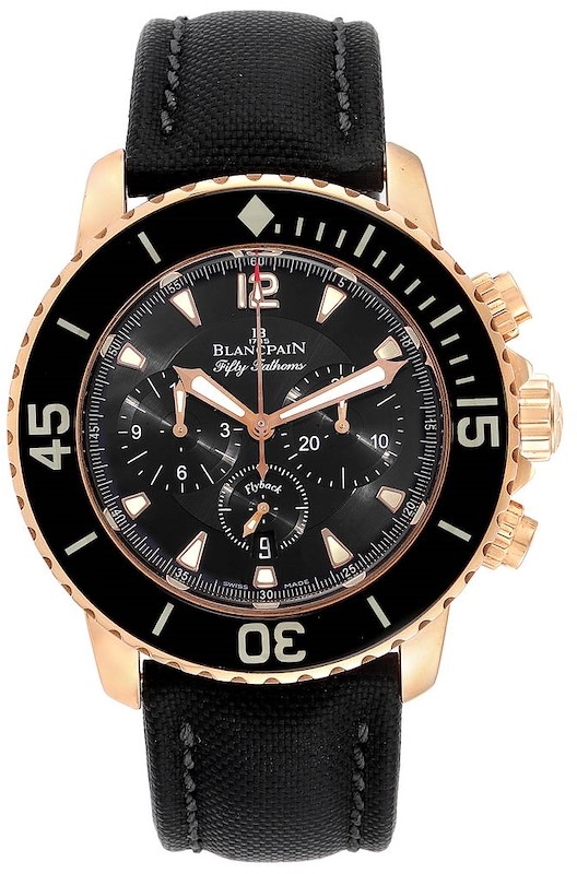 Blancpain Miesten kello 5085F-3630-52A Fifty Fathoms Musta/Nahka Ø45