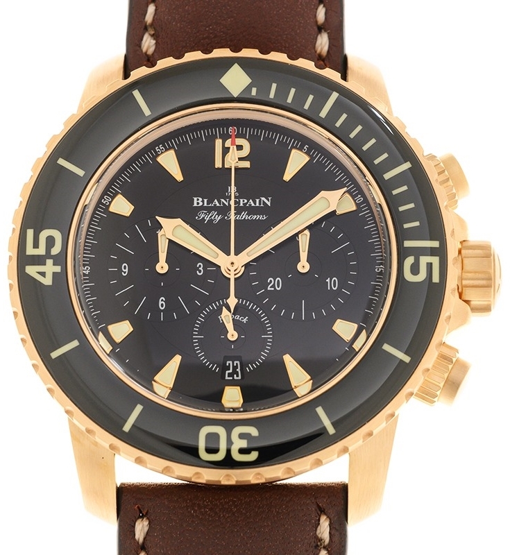 Blancpain Miesten kello 5085FA-3630-63B Fifty Fathoms Musta/Nahka