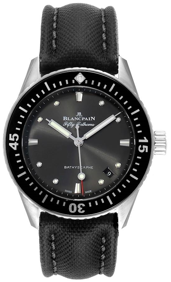 Blancpain Miesten kello 5100B-1110-B52A Fifty Fathoms Musta/Nahka