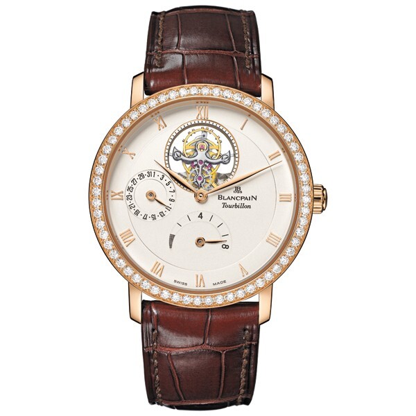 Blancpain Miesten kello 6025-2942-55B Villeret Tourbillon Hopea/Nahka