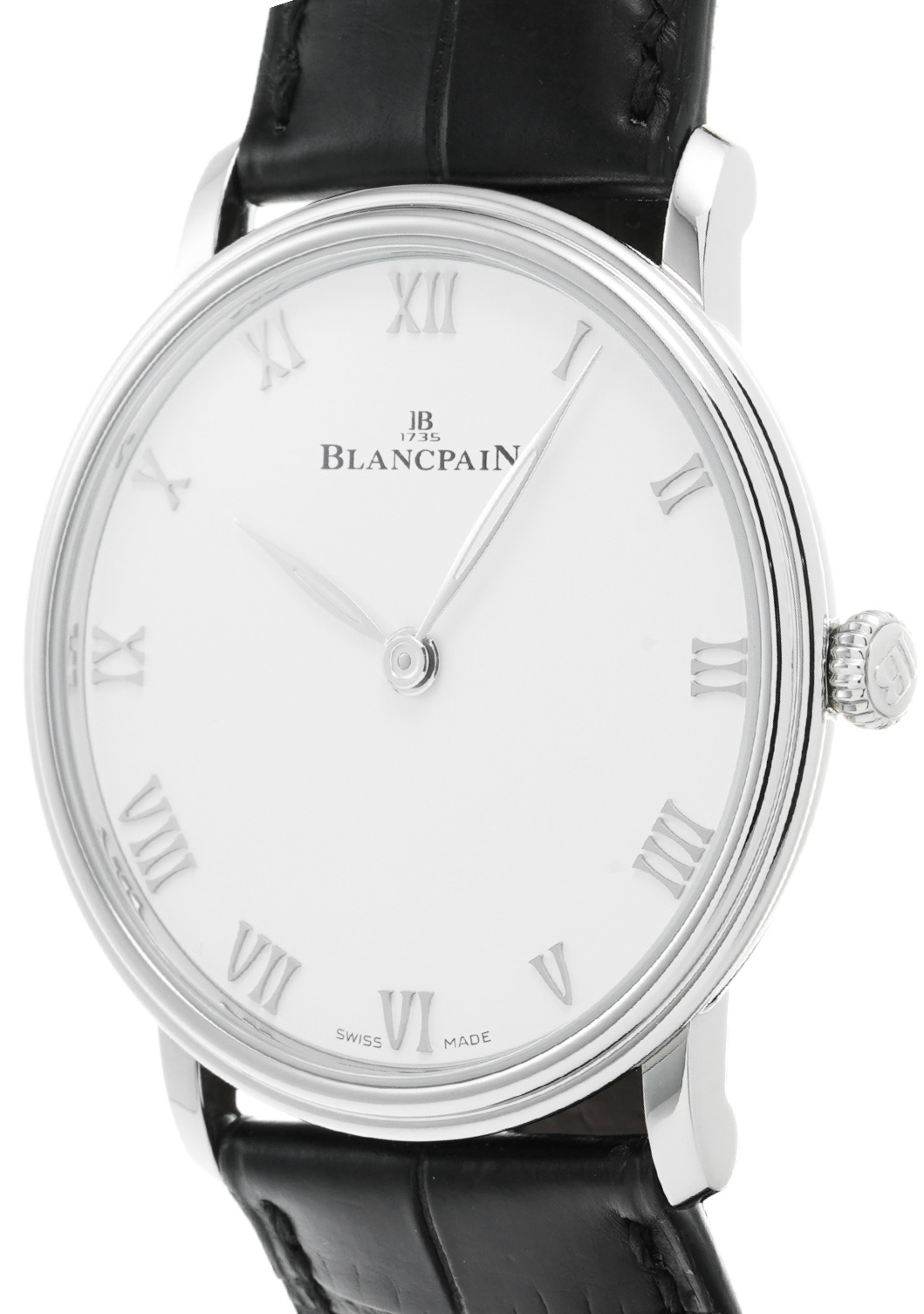 Blancpain Miesten kello 6605-1127-55 Villeret Valkoinen/Nahka Ø40 mm