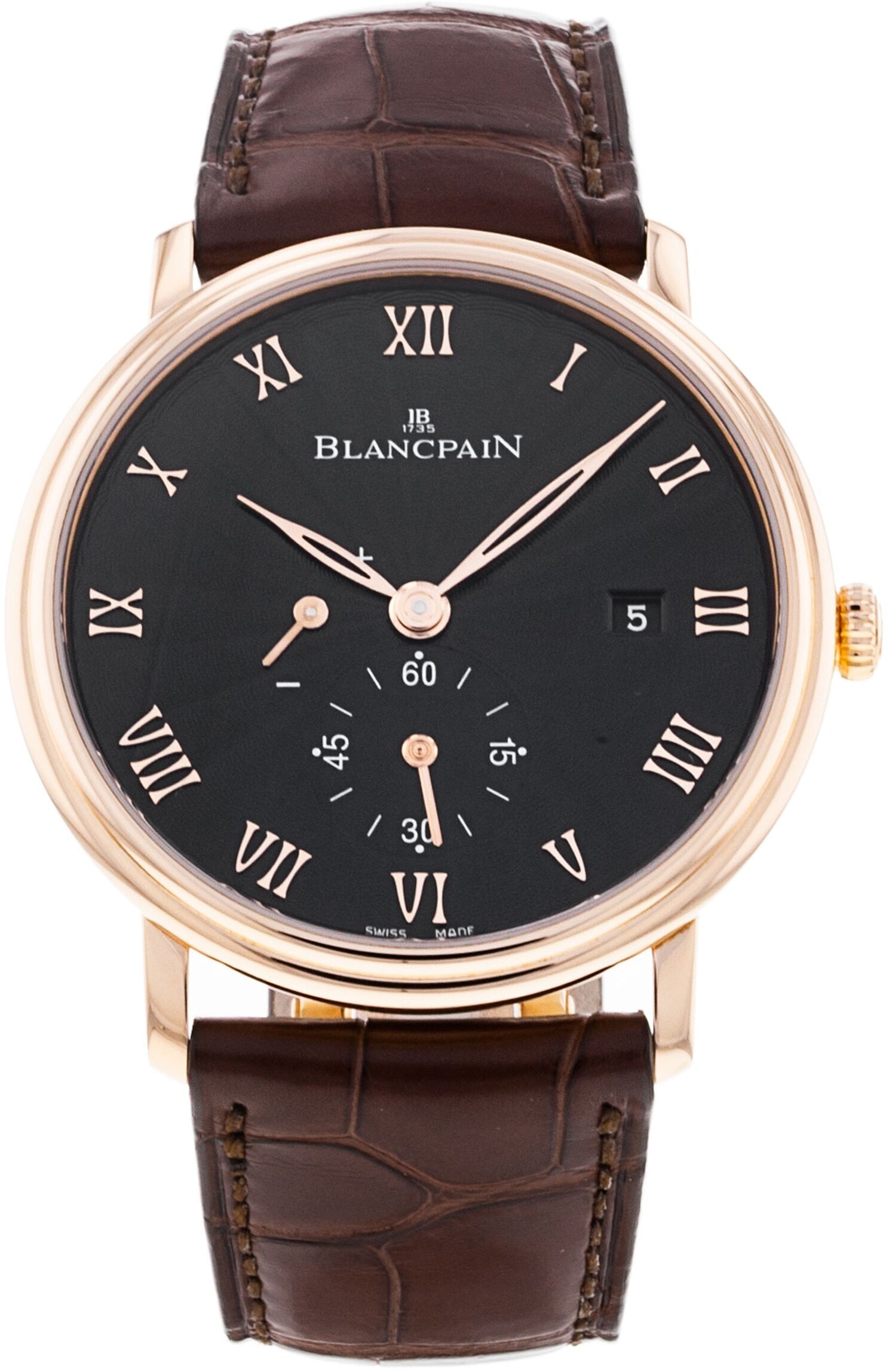 Blancpain Miesten kello 6606-3630-55B Villeret Ultraflach Musta/Nahka