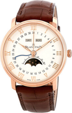 Blancpain Miesten kello 6654-3642-55B Villeret Valkoinen/Nahka Ø40 mm