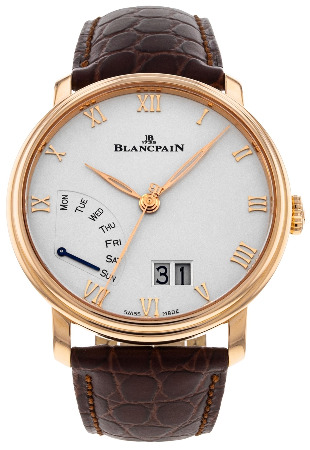 Blancpain Miesten kello 6668-3642-55A Villeret Valkoinen/Nahka Ø40.5