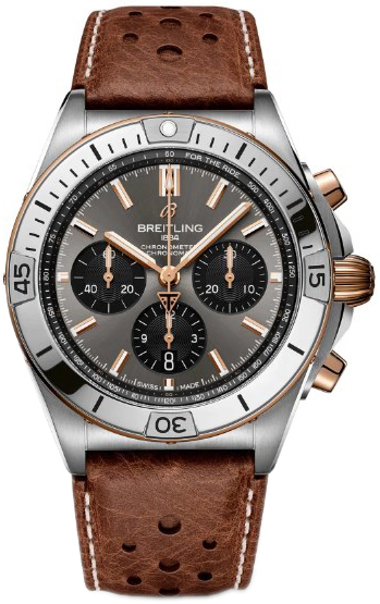 Breitling Miesten kello TB0134101M1X1 Chronomat B01 42 Harmaa/Nahka