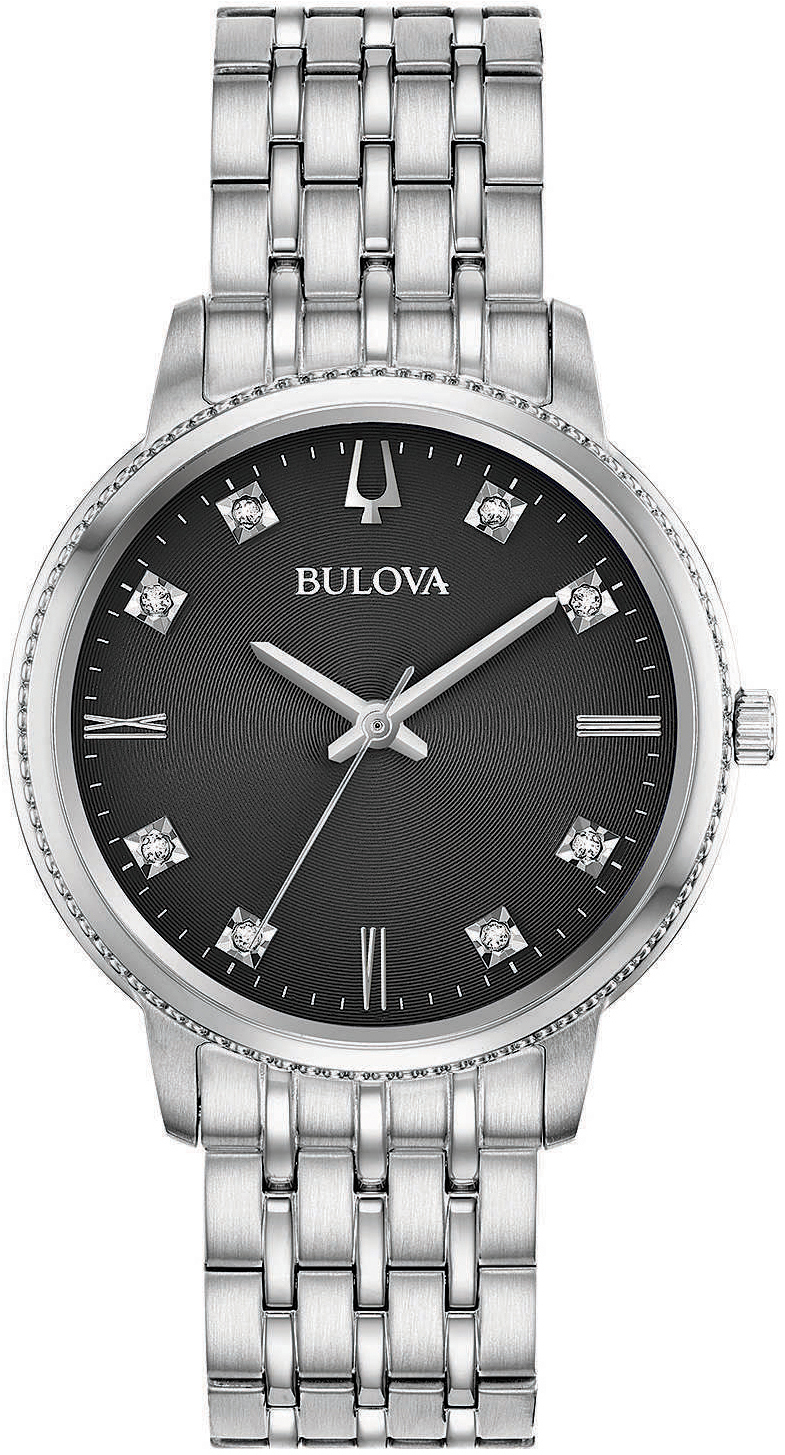 Bulova Diamond Naisten kello 96P205 Musta/Teräs Ø32 mm