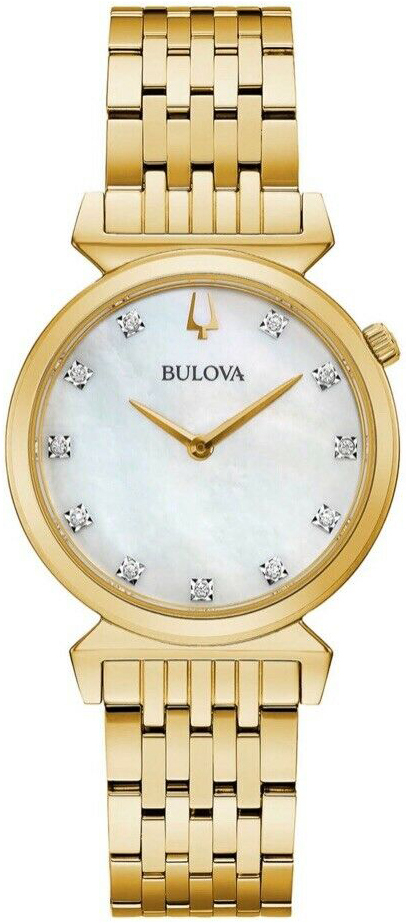 Bulova Naisten kello 97P149 Valkoinen/Kullansävytetty teräs Ø30 mm