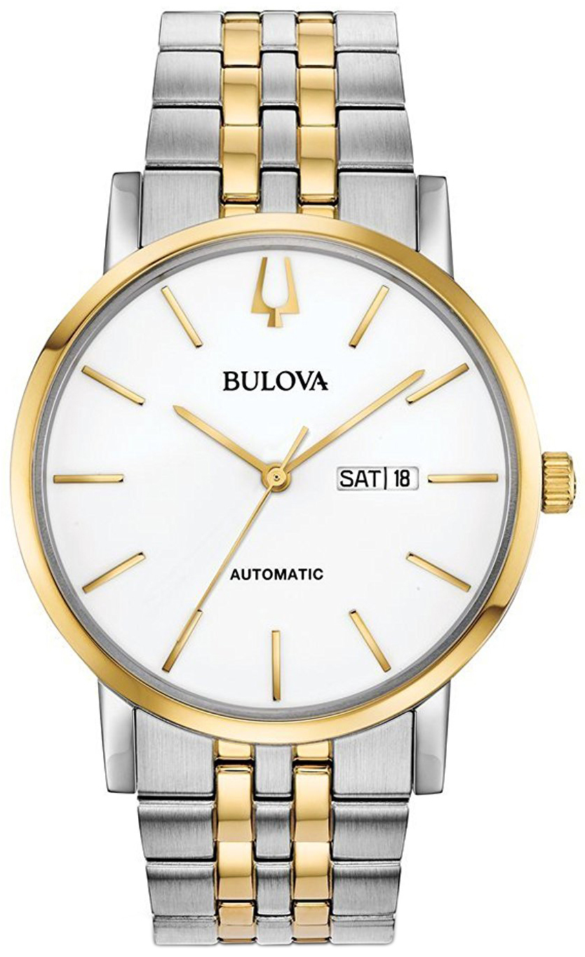 Bulova Dress Miesten kello 98C130 Valkoinen/Kullansävytetty teräs