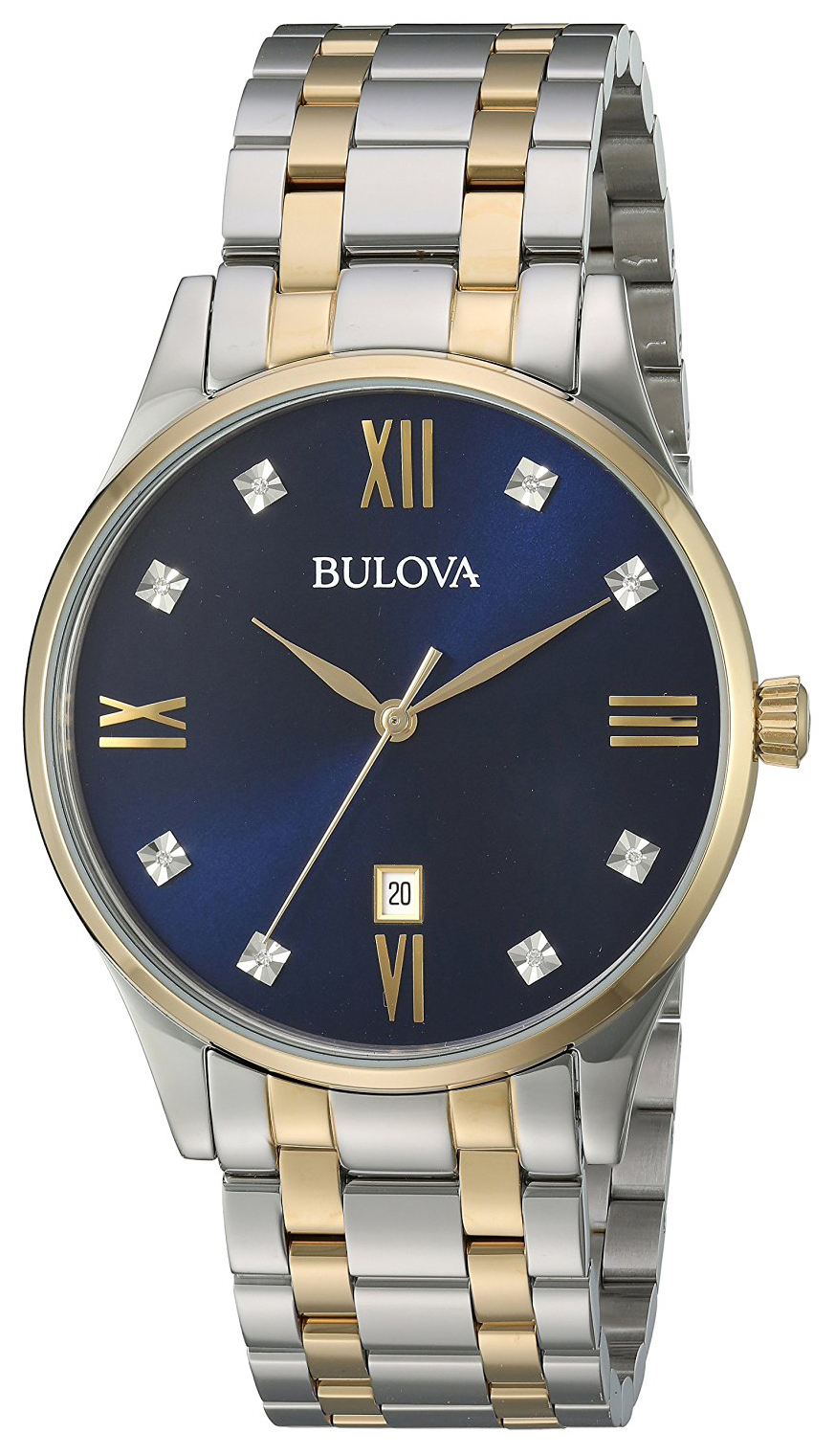 Bulova Miesten kello 98D130 Diamond Sininen/Kullansävytetty teräs