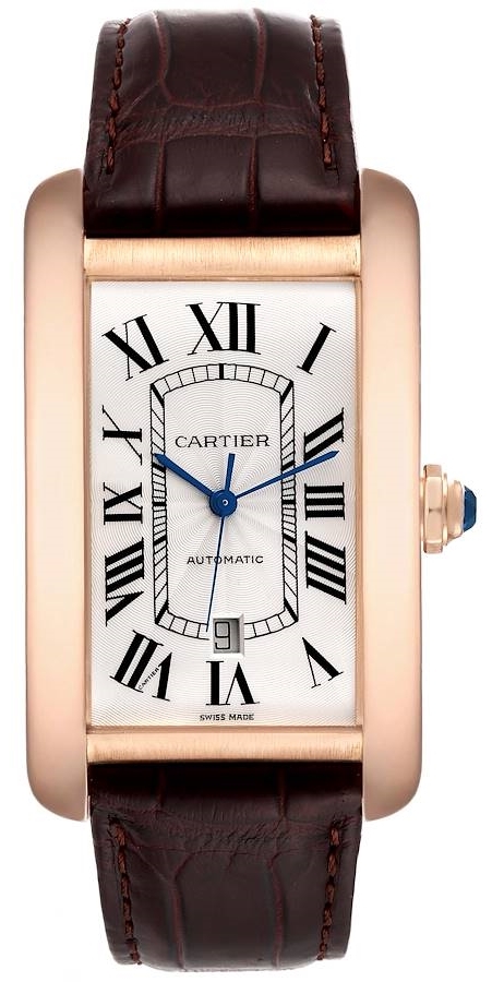 Cartier Miesten kello W2609856 Tank Americaine X-Large Hopea/Nahka