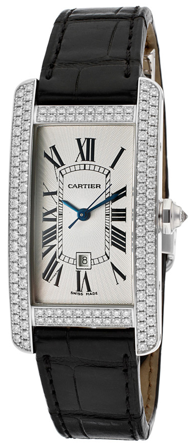 Cartier Naisten kello WB710002 Tank Americaine Hopea/Nahka