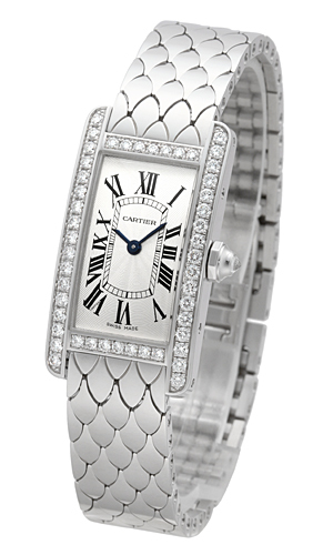 Cartier Naisten kello WB710009 Tank Americaine Hopea/18K valkokultaa