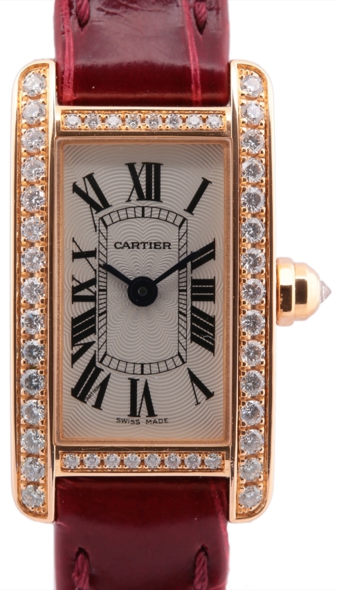 Cartier Tank Americaine Naisten kello WB710014 Hopea/Nahka