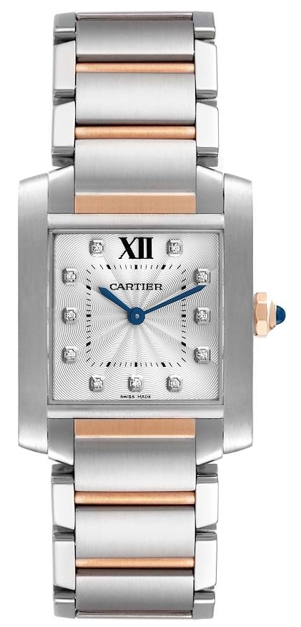 Cartier Naisten kello WE110005 Tank Francaise Hopea/18K punakultaa