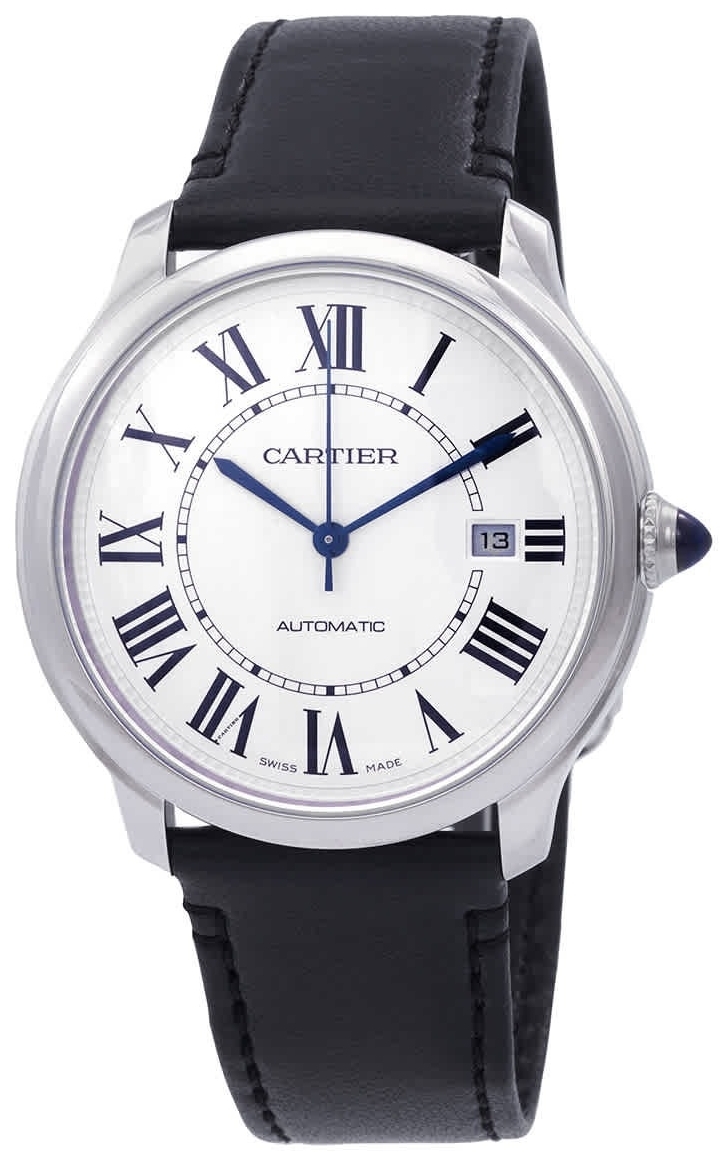 Cartier Miesten kello WSRN0032 Ronde Must Valkoinen/Nahka Ø40 mm