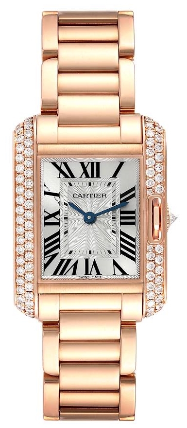 Cartier Tank Anglaise Naisten kello WT100002 Hopea/18K punakultaa