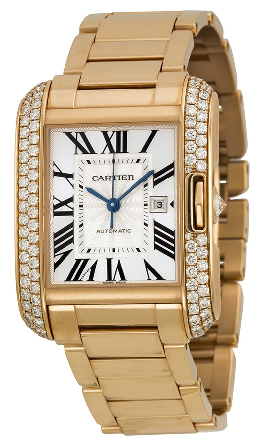 Cartier Tank Anglaise Naisten kello WT100003 Hopea/18K punakultaa