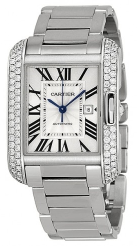 Cartier Tank Anglaise Naisten kello WT100009 Hopea/18K valkokultaa