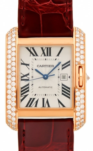 Cartier Tank Anglaise Miesten kello WT100016 Hopea/Nahka