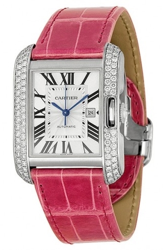 Cartier Tank Anglaise Naisten kello WT100018 Hopea/Nahka