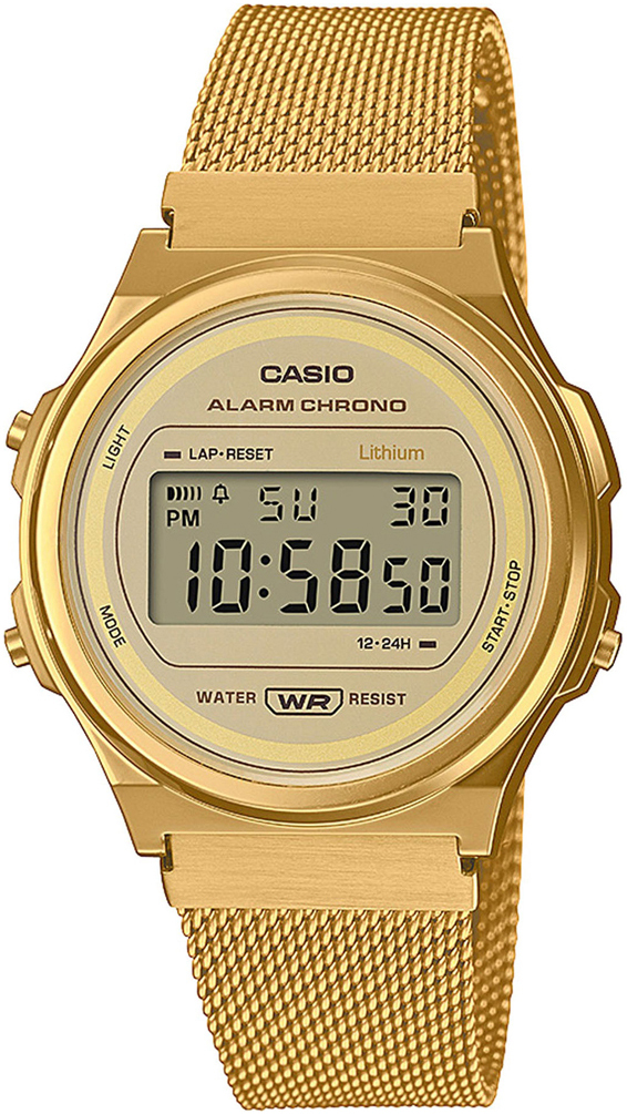 Casio A171WEMG-9AEF Vintage LCD/Kullansävytetty teräs Ø36.6 mm