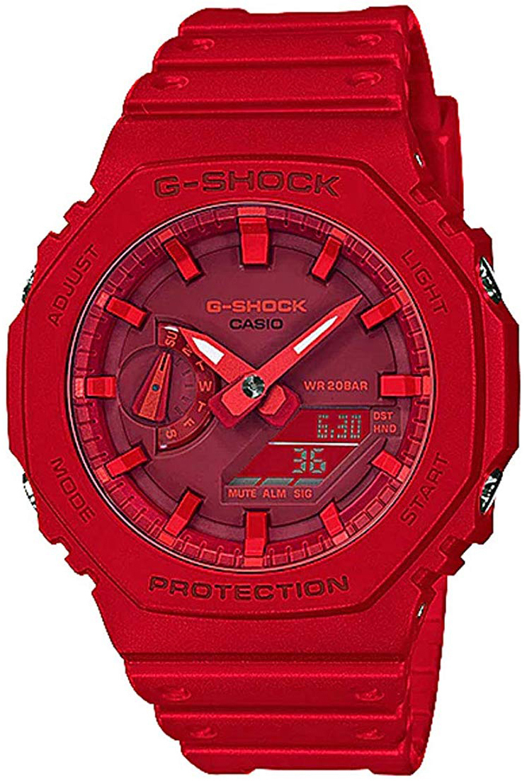 Casio Miesten kello GA-2100-4AER G-Shock Punainen/Muovi Ø45.4 mm