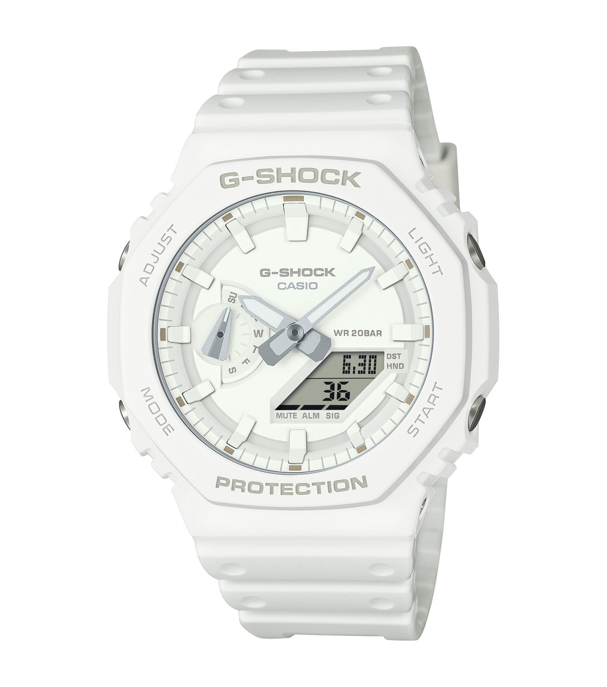 Casio Miesten kello GA-2100-7A7ER G-shock Valkoinen/Muovi Ø45.4 mm