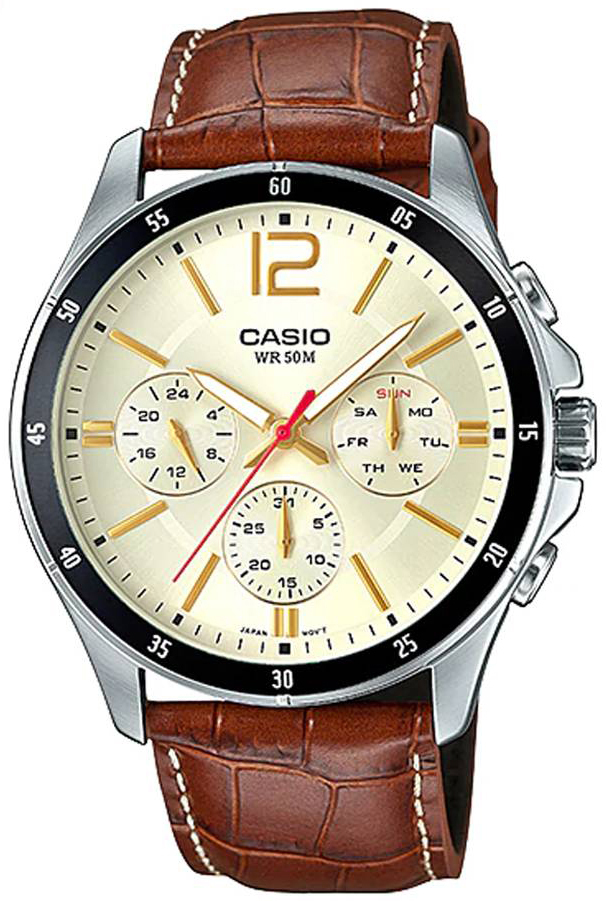 Casio 99999 Miesten kello MTP-1374L-9A2 Samppanja/Nahka Ø43.5 mm