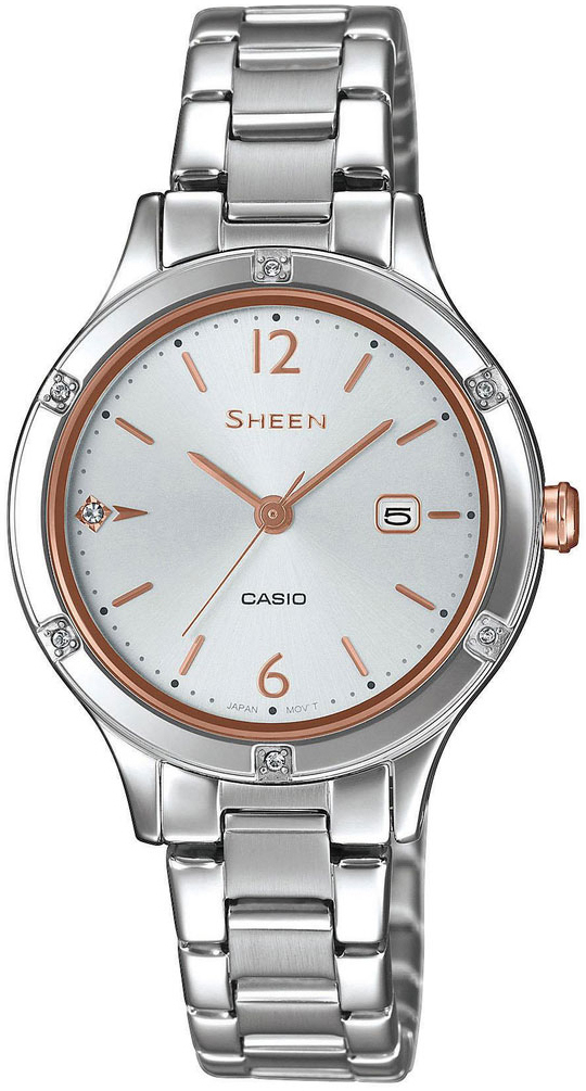 Casio Naisten kello SHE-4533D-7AUER Sheen Valkoinen/Teräs Ø30 mm