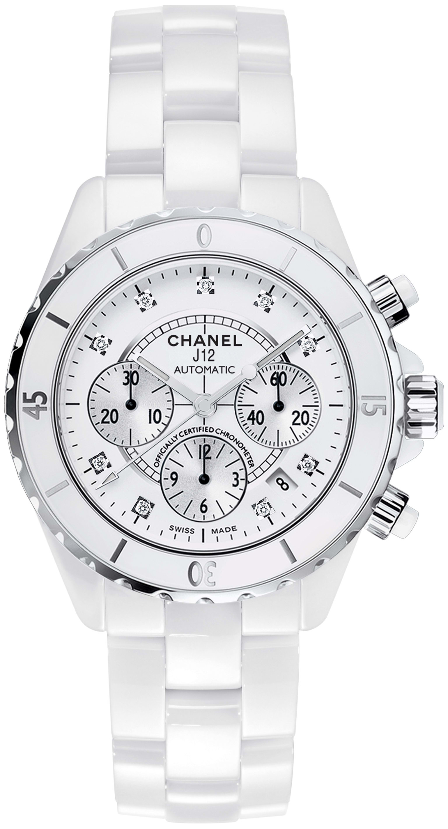 Chanel H2009 J12 Chronograph Valkoinen/Keraaminen Ø41 mm