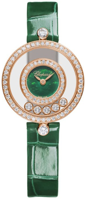 Chopard Naisten kello 203957-5209 Happy Diamonds Vihreä/Nahka Ø25.8