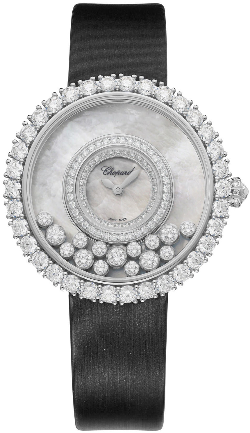 Chopard Naisten kello 204445-1001 Happy Diamonds Valkoinen/Satiini