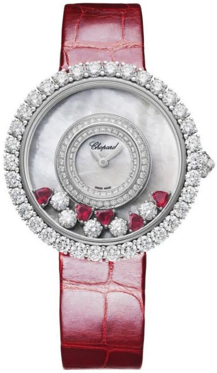 Chopard Naisten kello 204445-1006 Happy Diamonds Valkoinen/Nahka