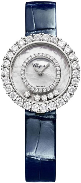 Chopard Naisten kello 205369-1001 Happy Diamonds Valkoinen/Nahka