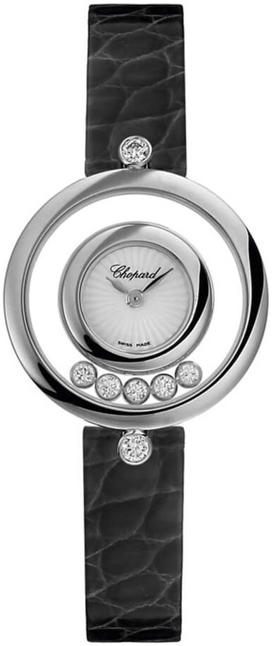 Chopard Naisten kello 209415-1001 Happy Diamonds Hopea/Nahka